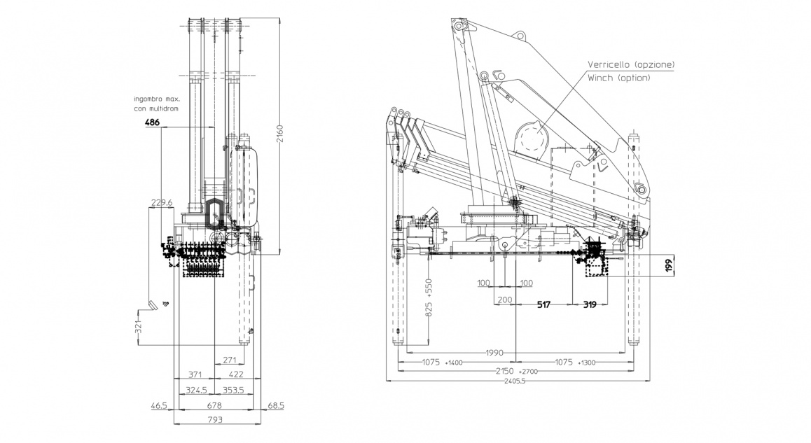 Кран E4 – Таблиця розмірів