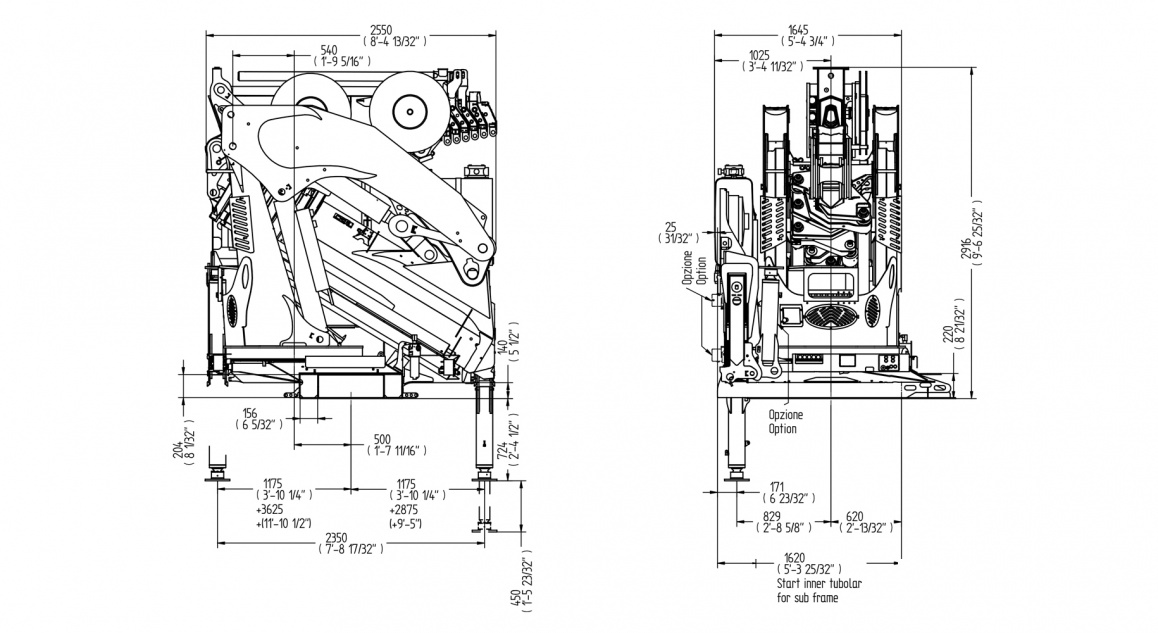 Кран E7F184 – Таблиця розмірів