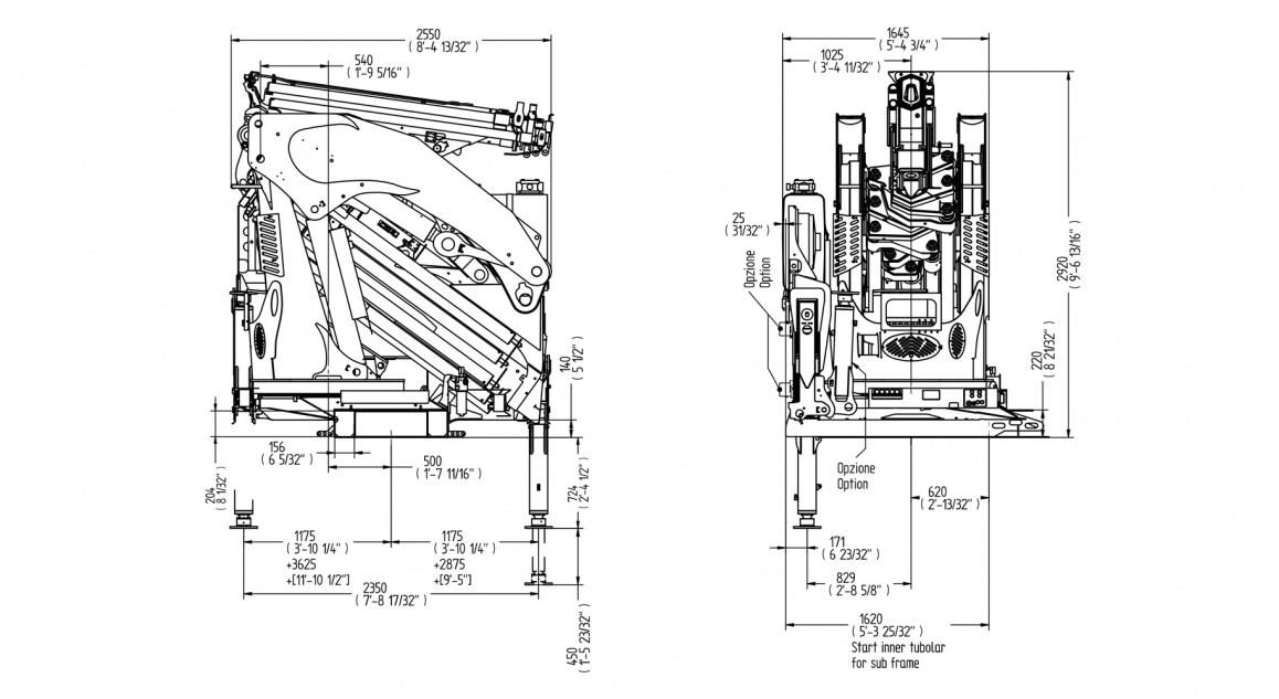 Кран E9F132 – Таблиця розмірів