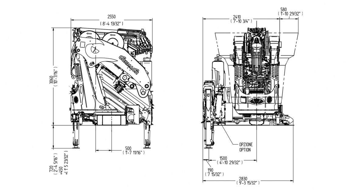 Кран E7F308 – Таблиця розмірів