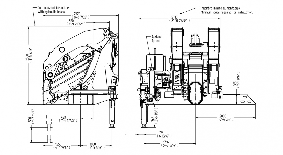 Кран E5 – Таблиця розмірів