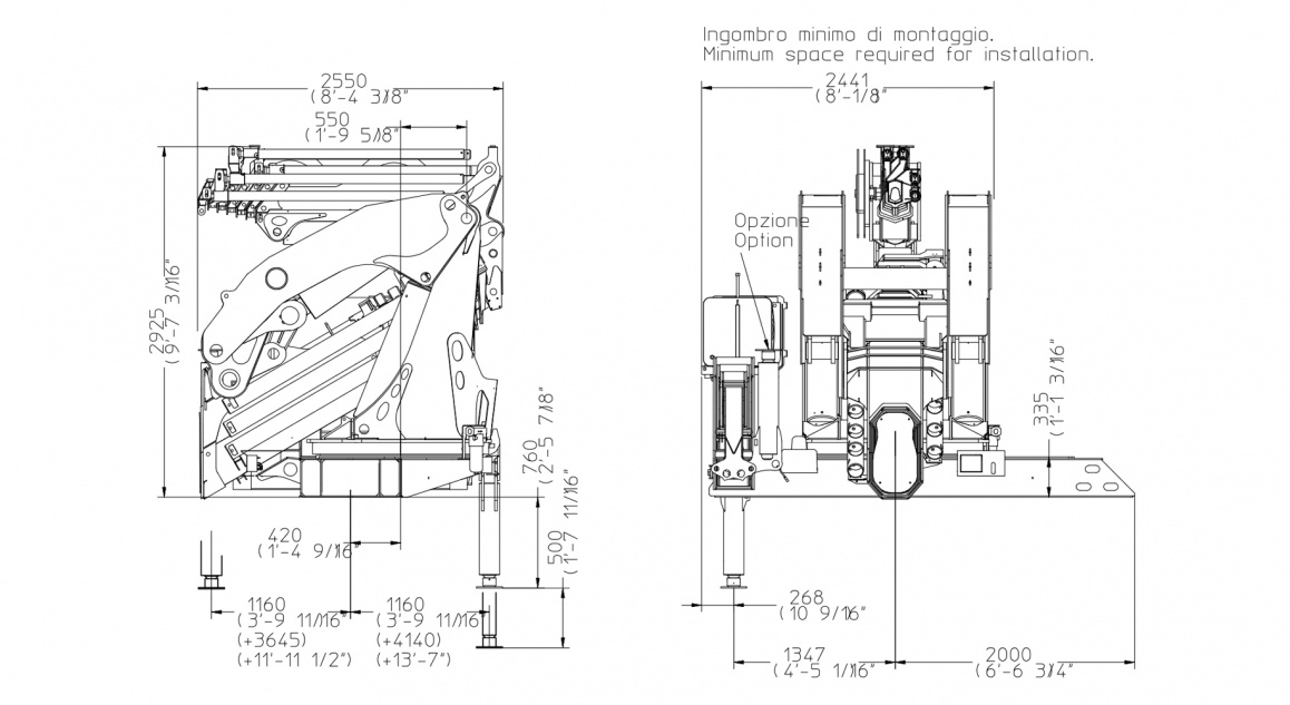 Кран E9F206 – Таблиця розмірів