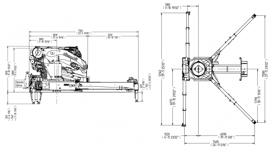 Кран E8F304L – Таблиця розмірів