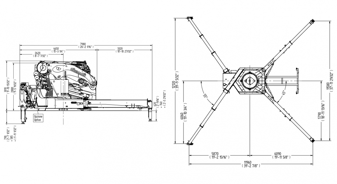 Кран E8F304L – Таблица размеров